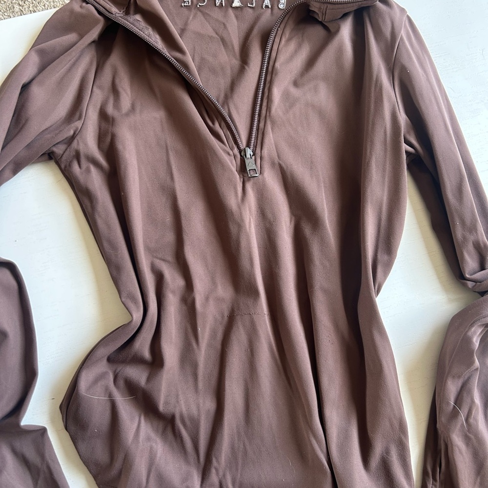 Athletic Brown Half-Zip Hoodie Top by Balance